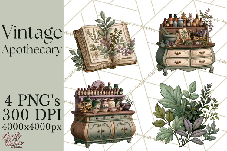 Vintage Apothecary World PNG