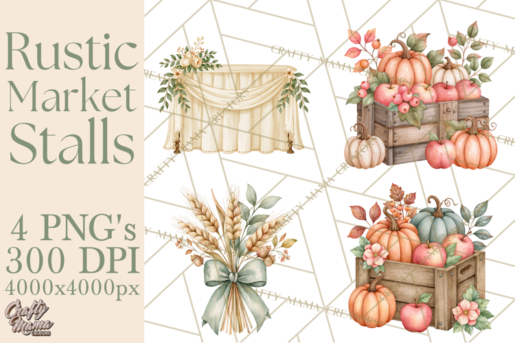 Rustic Market Stalls Clipart PNG, Fall Decor