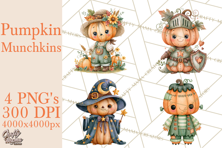 Pumpkin Munchkins Cute Halloween Clipart PNG