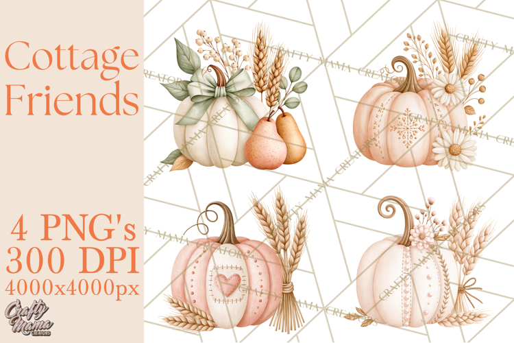 Cottagecore Halloween Friends Clipart PNG