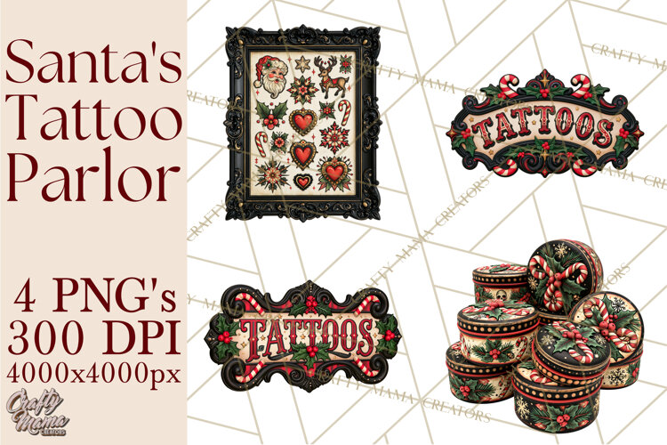 Christmas Tattoo Parlor Clipart PNG example image 1