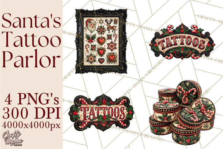 Christmas Tattoo Parlor Clipart PNG