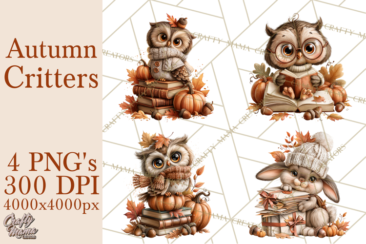 Autumn Critters PNG Cute Woodland Clipart