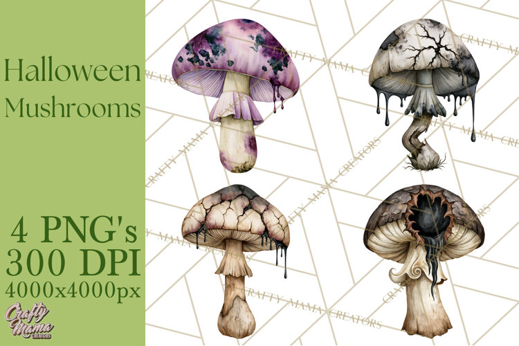 Spooky Halloween Mushrooms PNG, Fall Mushroom Fungus example image 1