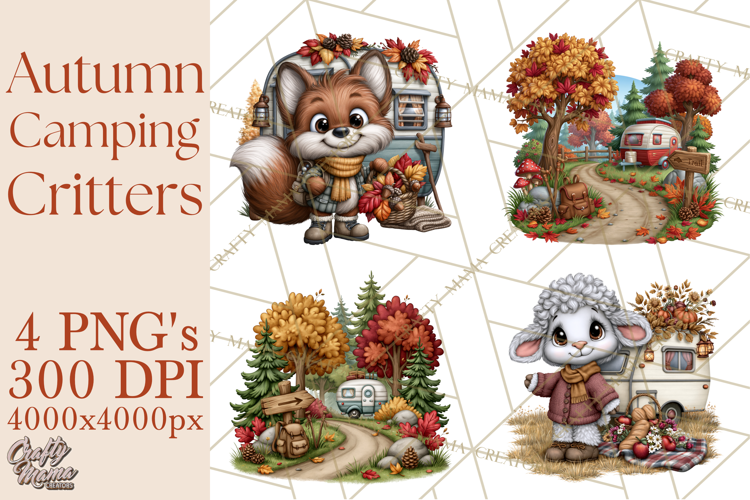 Autumn Camper Clipart PNG Cozy Fall Camping