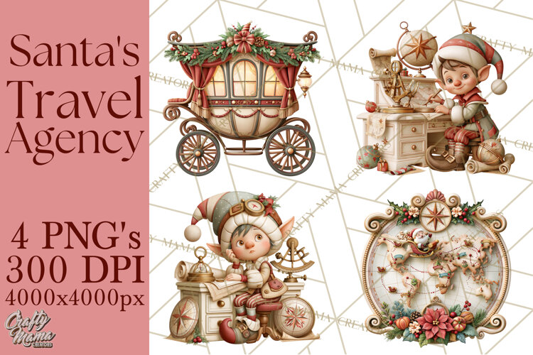 Santa's Travel Agency Christmas Clipart PNG example image 1