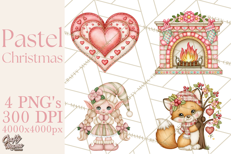 Pastel Christmas Friends Printable Clipart PNG