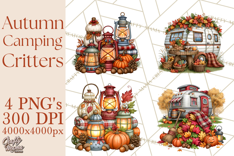 Autumn Camper Clipart PNG Cozy Fall Camping