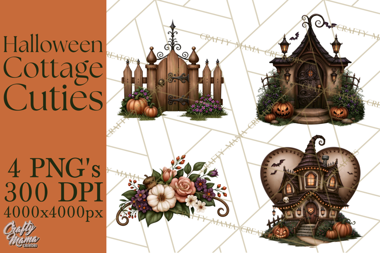 Halloween Cottage Cuties Printable Clipart PNG