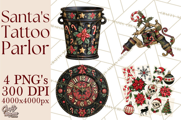 Christmas Tattoo Parlor Clipart PNG example image 1
