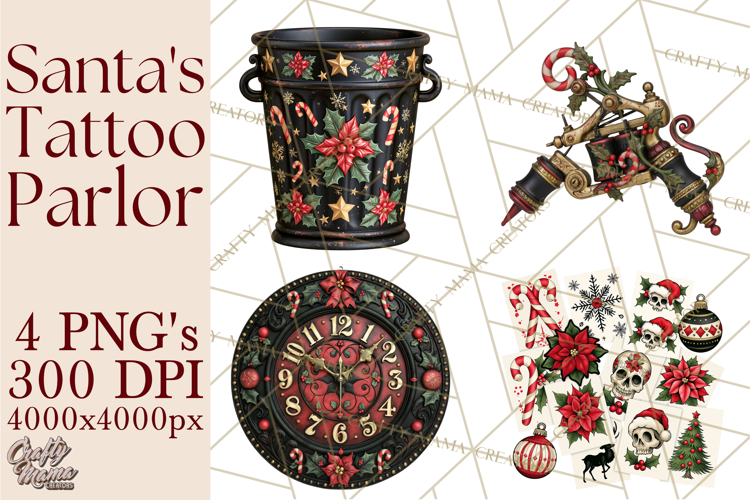 Christmas Tattoo Parlor Clipart PNG