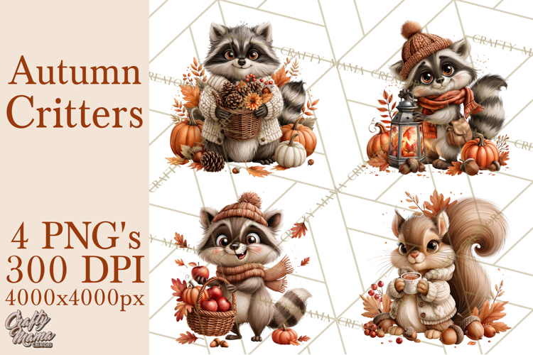 Autumn Critters PNG Cute Woodland Clipart