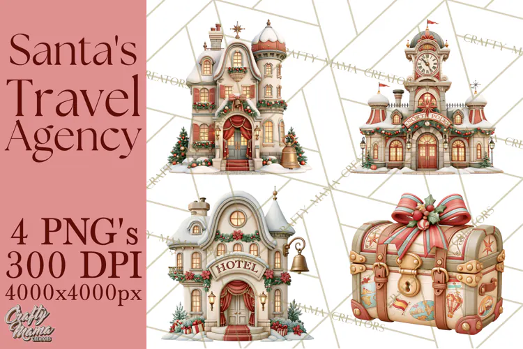 Santa's Travel Agency Christmas Clipart PNG