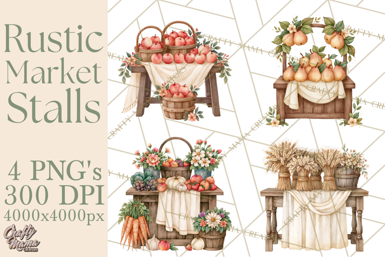 Rustic Market Stalls Clipart PNG, Fall Decor