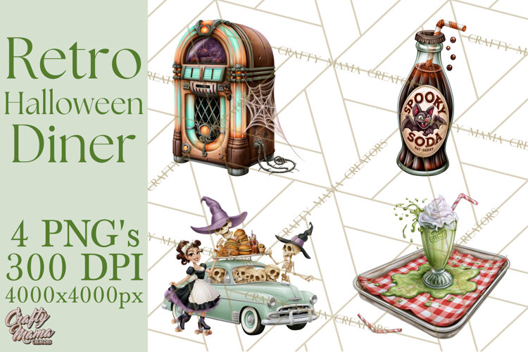1950s Vintage Halloween Clipart Retro Soda Fountain Clip Art example image 1
