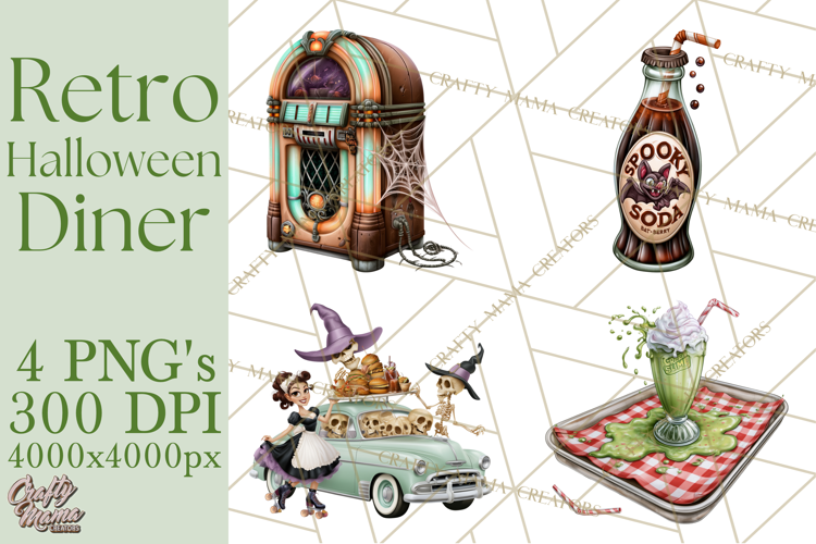 1950s Vintage Halloween Clipart Retro Soda Fountain Clip Art