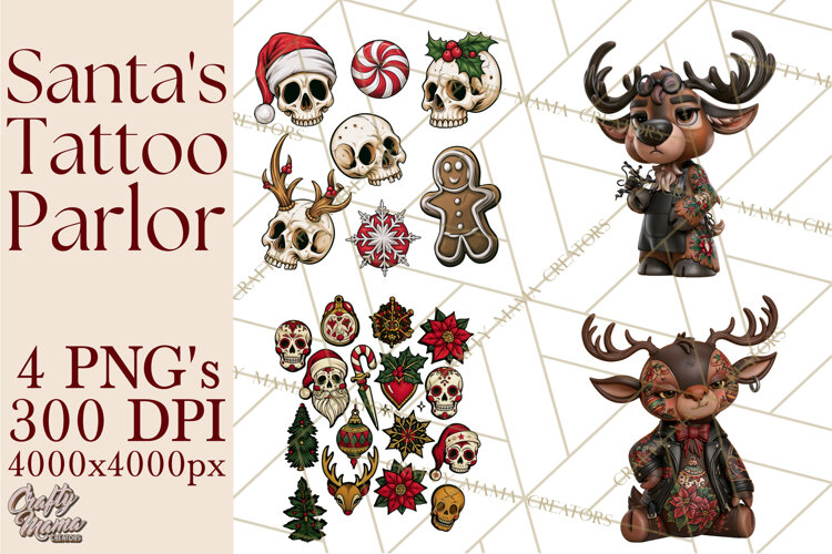Christmas Tattoo Parlor Clipart PNG example image 1