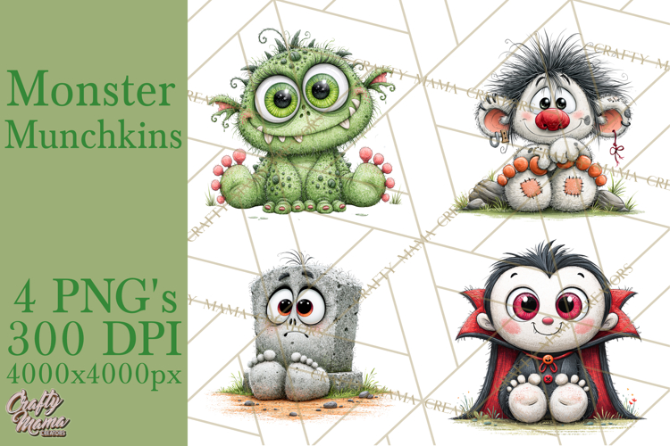 Monster Munchkins Halloween Characters PNG