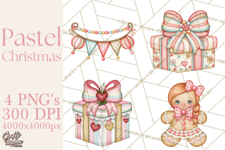 Pastel Christmas Friends Printable Clipart PNG