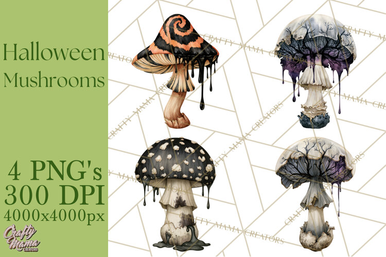 Spooky Halloween Mushrooms PNG, Fall Mushroom Fungus example image 1