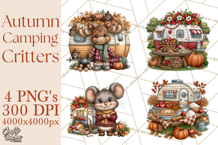 Autumn Camper Clipart PNG Cozy Fall Camping