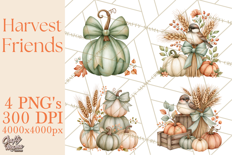 Harvest Companions Clipart PNG, Fall Animals