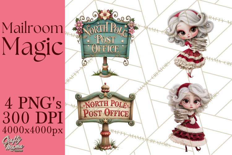 Santa’s Mailroom Christmas Clipart PNG example image 1