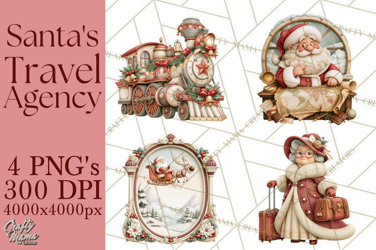 Santa's Travel Agency Christmas Clipart PNG example image 1