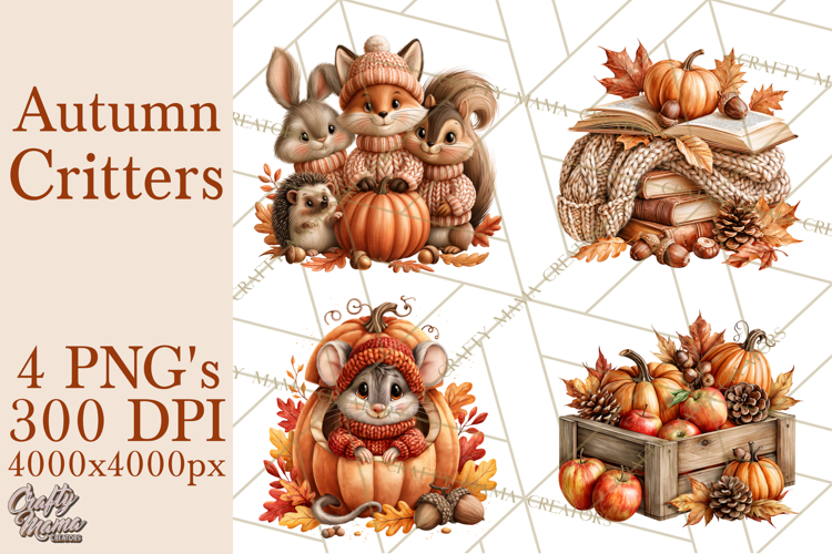 Autumn Critters PNG Cute Woodland Clipart