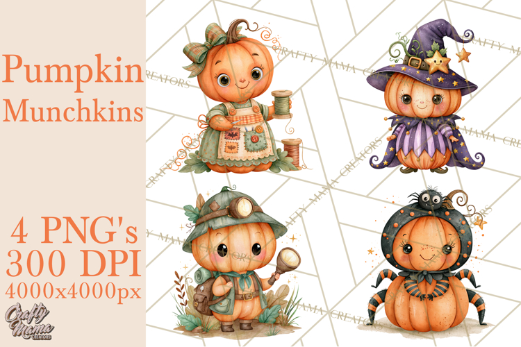 Pumpkin Munchkins Cute Halloween Clipart PNG