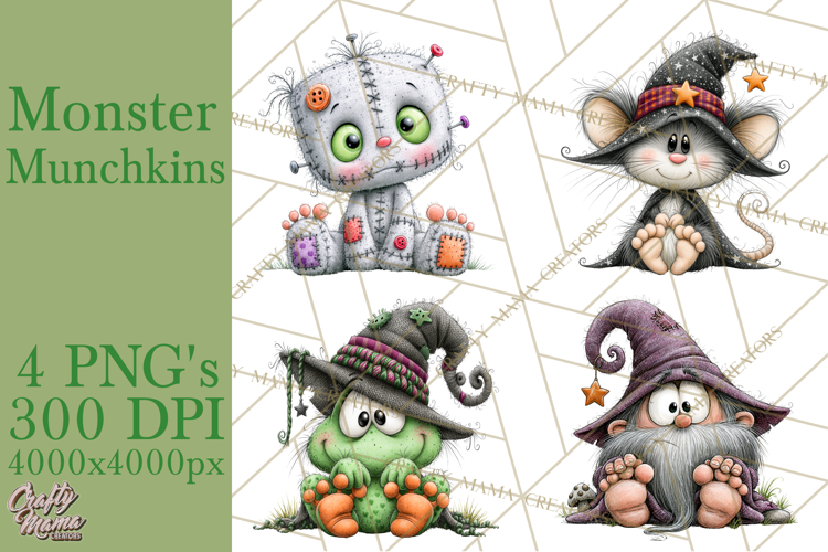 Monster Munchkins Halloween Characters PNG
