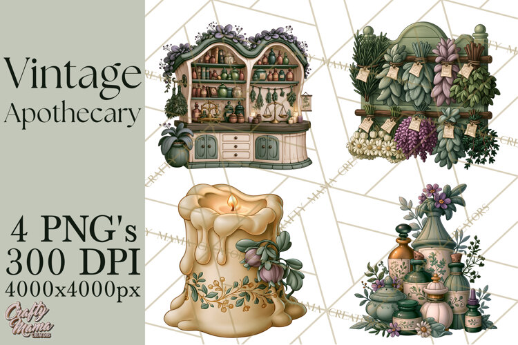 Vintage Apothecary World PNG example image 1