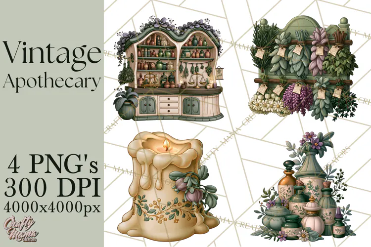 Vintage Apothecary World PNG
