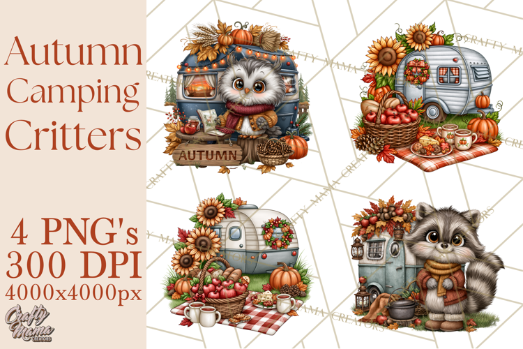 Autumn Camper Clipart PNG Cozy Fall Camping