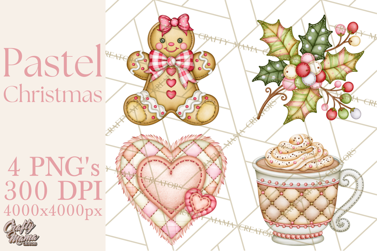 Pastel Christmas Friends Printable Clipart PNG