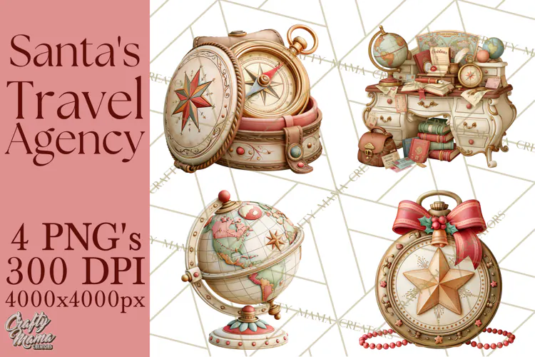 Santa's Travel Agency Christmas Clipart PNG