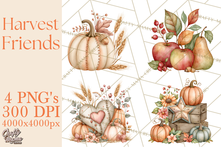 Harvest Companions Clipart PNG, Fall Animals