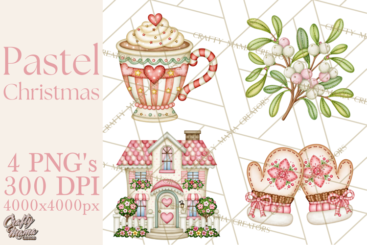 Pastel Christmas Friends Printable Clipart PNG