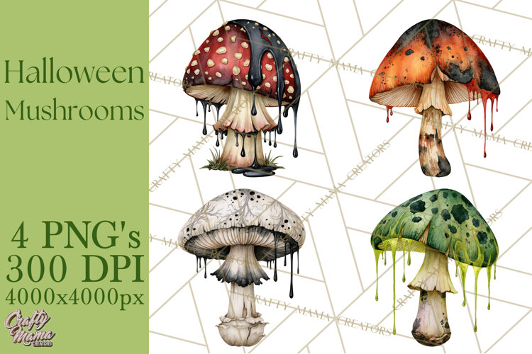 Spooky Halloween Mushrooms PNG, Fall Mushroom Fungus example image 1