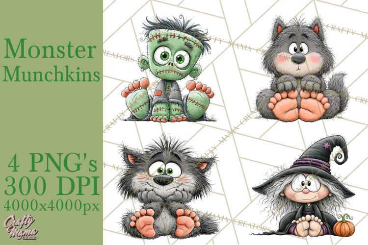 Monster Munchkins Halloween Characters PNG