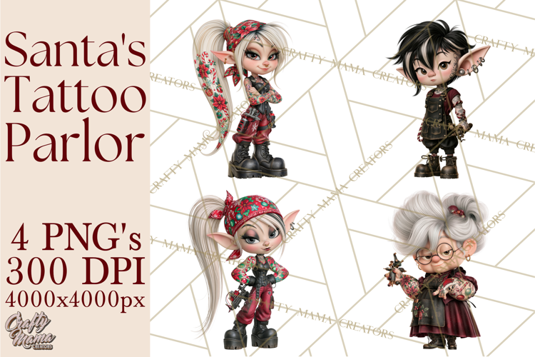 Christmas Tattoo Parlor Clipart PNG