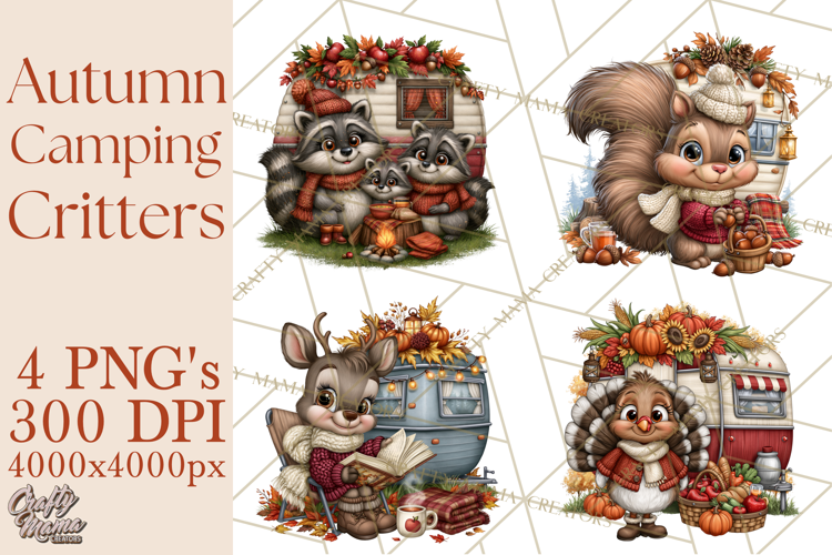 Autumn Camper Clipart PNG Cozy Fall Camping