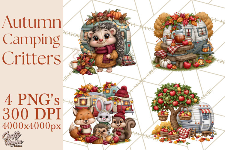 Autumn Camper Clipart PNG Cozy Fall Camping example image 1