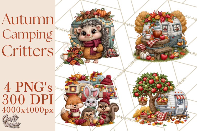 Autumn Camper Clipart PNG Cozy Fall Camping