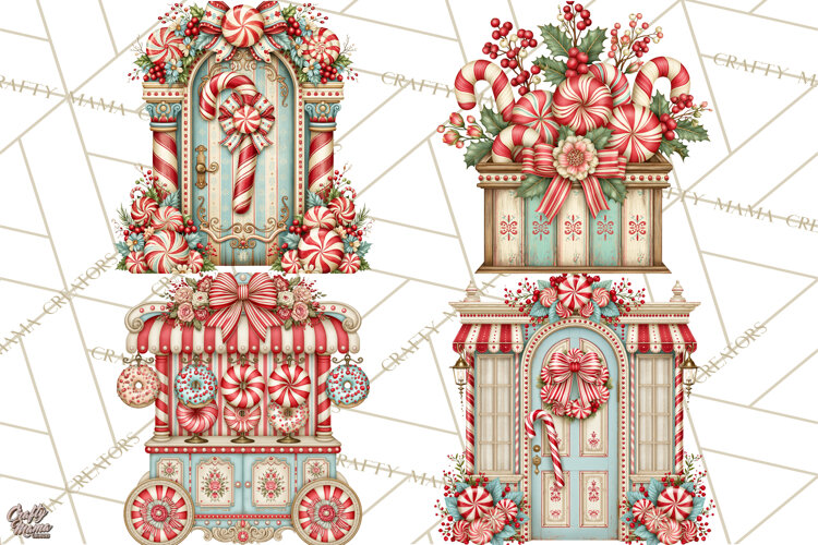 Whimsical Peppermint Bakery PNG Christmas Clipart example image 1
