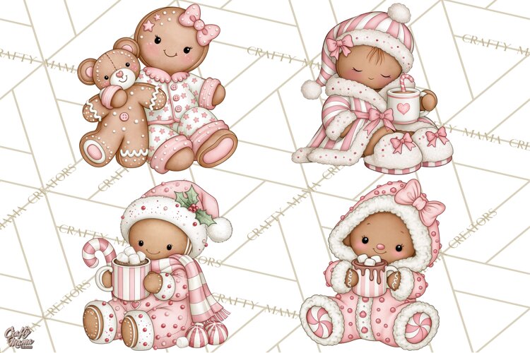 Pink Gingerbread Clipart PNG, Cute Christmas Gingerbread example image 1