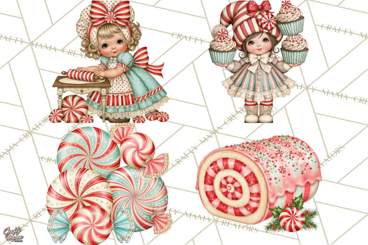 Whimsical Peppermint Bakery PNG Christmas Clipart