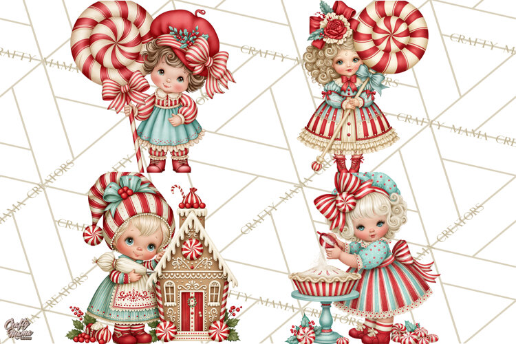 Whimsical Peppermint Bakery PNG Christmas Clipart example image 1