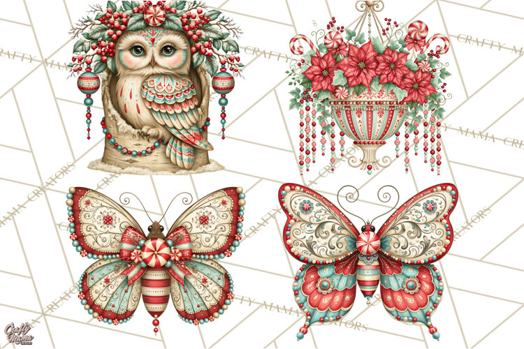 Whimsical Peppermint Garden PNG Christmas Clipart example image 1