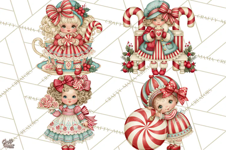 Whimsical Peppermint Bakery PNG Christmas Clipart
